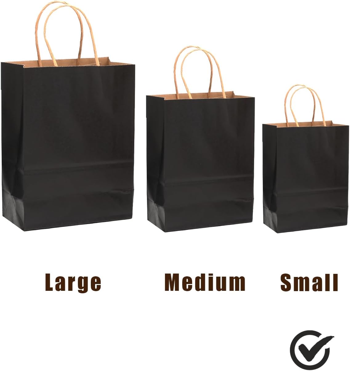 qiqee 100Pcs Small Size Paper Gift Bags with Handles - 8.3"x6"x3.15" Kraft Small Party Bags - 16 Solid Colors