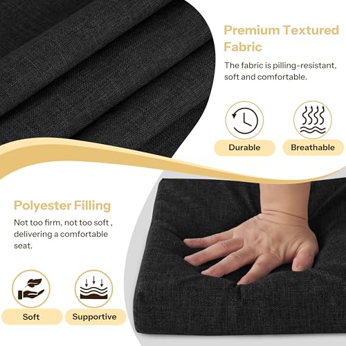 FlyGulls 2.5" Thick Bar Stool Cushions with Ties 12x12 Set of 4 Black by FlyGulls - Used condition - Image 4