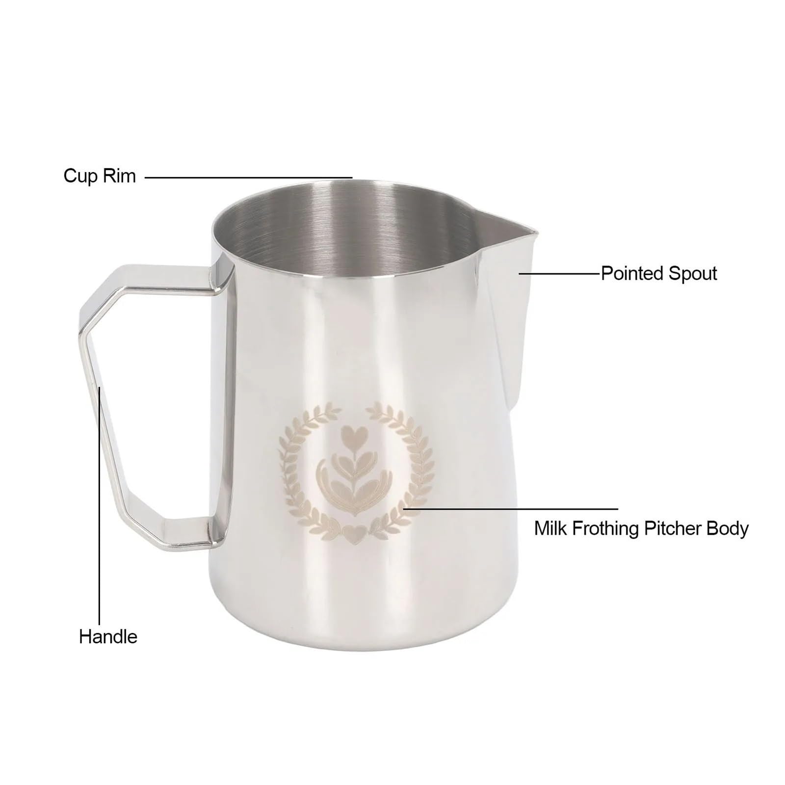 Jarra de espuma café 450ml, taza leche, Latte Art, Espumador acero inoxidable, mezcladora, herramienta for expreso Barista, 2 uds Para café(Grey)