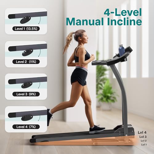 Image of SereneLife Treadmill with Incline & Handle Bars | Compact Portable Walking Pad & Treadmill for Home /Apartment | Wide Running Belt 40 inch x 16 inch | Includes Workout Trainer Program with Bluetooth App