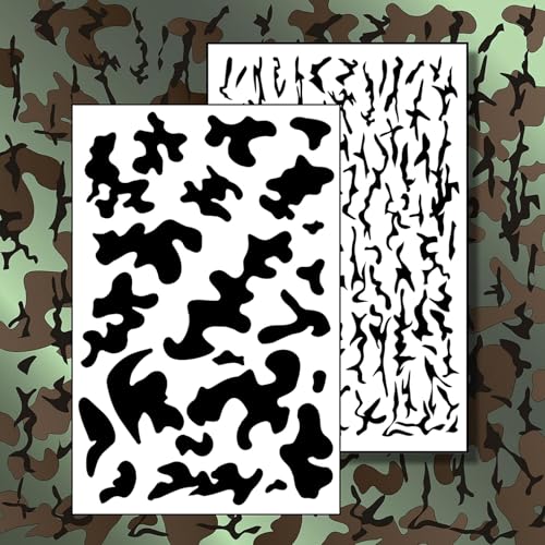 2-Pack Mylar Camo Stencils – 14" L x 9" W – Camouflage & RC Model Mask – Reusable Spray Paint Templates