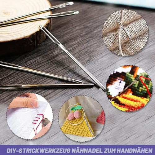 SenZee Großes Öhr Stopfnadeln - 20 Stück Sticknadeln für Wolle und Leder Handwerk – Bild 5
