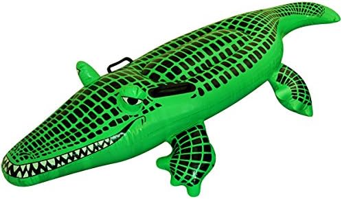 LARGE INFLATABLE CROCODILE Kids Float Swimming Fun Blow Up Toy Beach 150cm UK