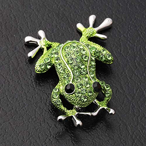 Frog Rhinestone Brooch Pins For Women Girls Natural Insect Animal Lovely Pins Frog Lover Gift (Silver) #TOP4