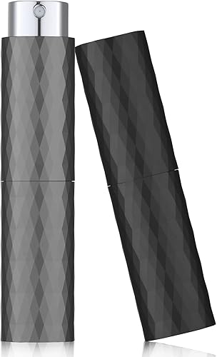 LISAPACK Botella de spray atomizador de perfume 8ML (2 PCS) Dispensador de colonia vacío portátil (negro, gris)