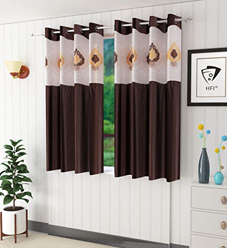 Image of LaVichitra Polyester Window Curtain with Designer Net (5ft, Coffee) -2 Pieces