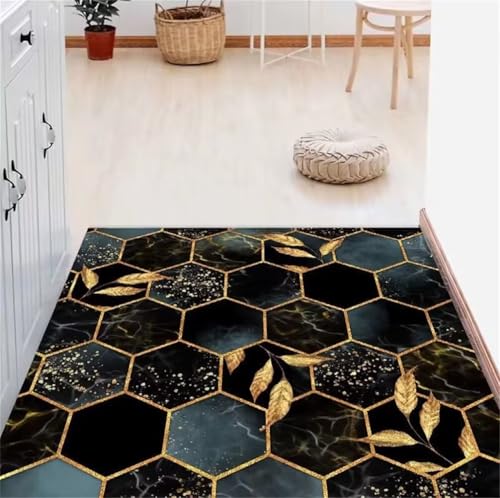 Tapis sol enfant moderne 180x250CM facile à nettoyer noir bleu - 2