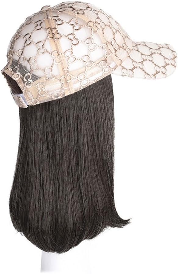 Wig Cap Women's Hat Wig, Fashionable Baseball Cap, Brown and Black Wig Hat, Suitable for Daily Theme Parties and Outdoor Leisure Hair Extension Cap (Color : 01)