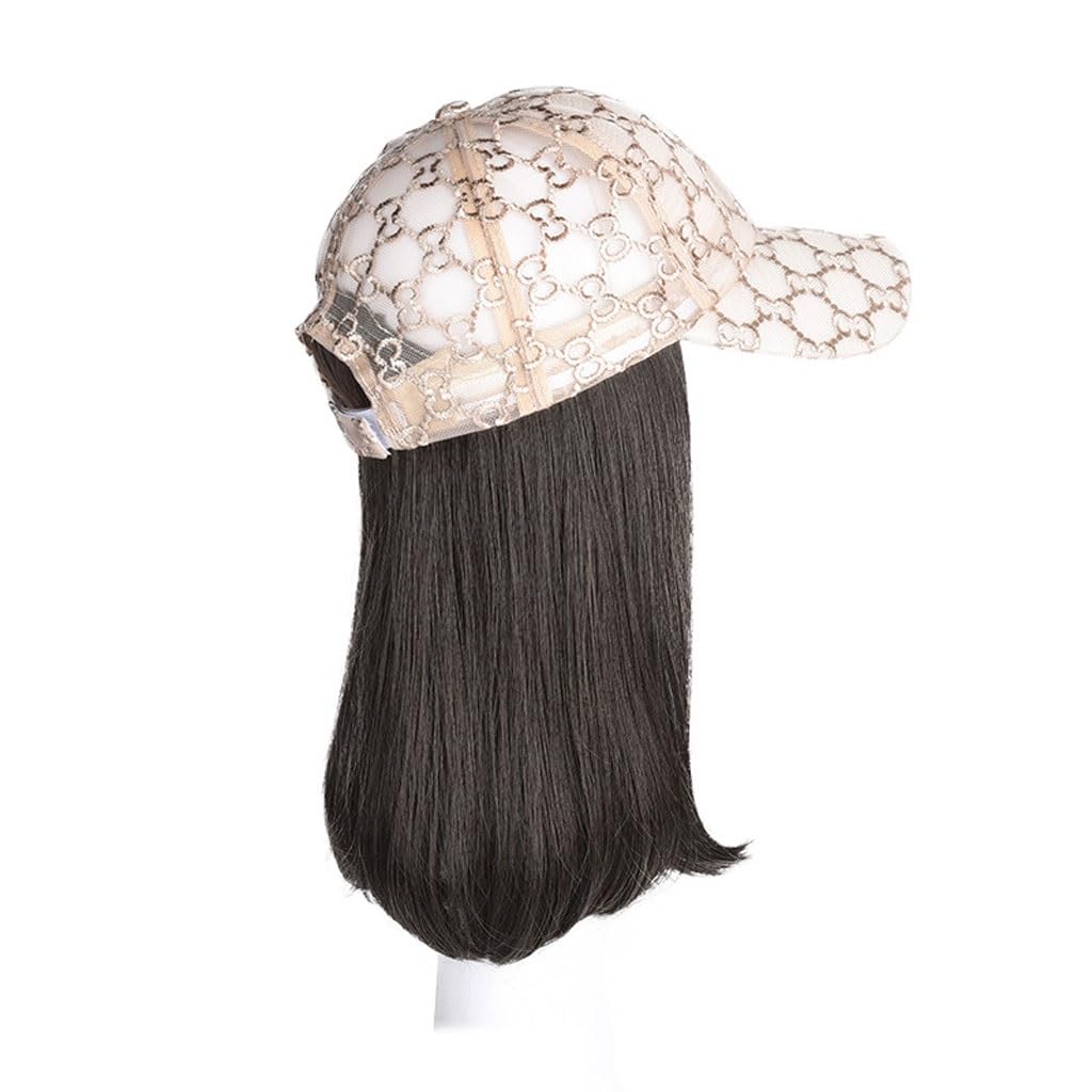 Wig With Cap Women's Hat Wig, Fashionable Baseball Cap, Brown And Black Wig Hat, Suitable For Daily Theme Parties And Outdoor Leisure Wig Caps For Women(02)