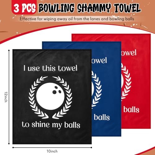 Drydiet 3 Pcs Bowling Towel Flannel Bowling Ball Towel Rag to Wipe Off, Cleaning Pad Ball Accessories Microfiber, Royal Blue Red and Black, 12 x 10 Inches - Thumbnail 3