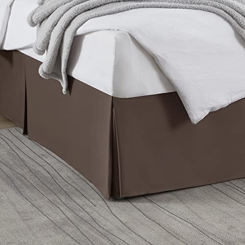 Image of Nestl Dark Brown Full XL Bed Skirt - Full XL Size Bed Skirt 14 Inch Drop - Brushed Microfiber Bed Skirts - Hotel Quality Pleated Bed Skirt - Shrinkage & Fade Resistant