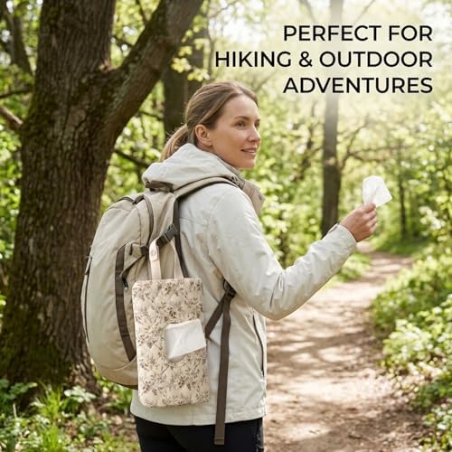 Diaper and Wipes Pouch, Portable Hanging Wipes Bag for Car, Floral Refillable Wet Wipes Case with Lanyard for Home, Outdoor and Travel — view 6