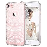 iPhone 7 Case, Clear iPhone 7 Case, MOSNOVO White Henna Mandala Floral Lace Pattern Printed Clear Design Back with TPU Bumper Protective Case Cover for iPhone 7 (2016)