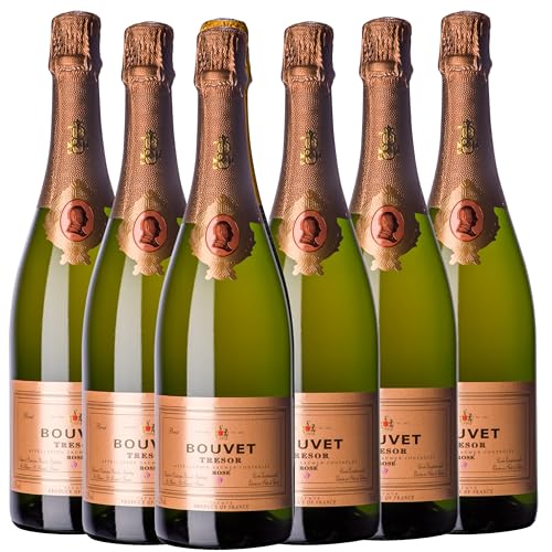 Bouvet Trésor Rosé Saumur Brut AOP - Schaumwein - Im Eichenfass ausgebaut - Cabernet Franc - Für Apéritifs, Nachtisch - 6 x 0.75 L