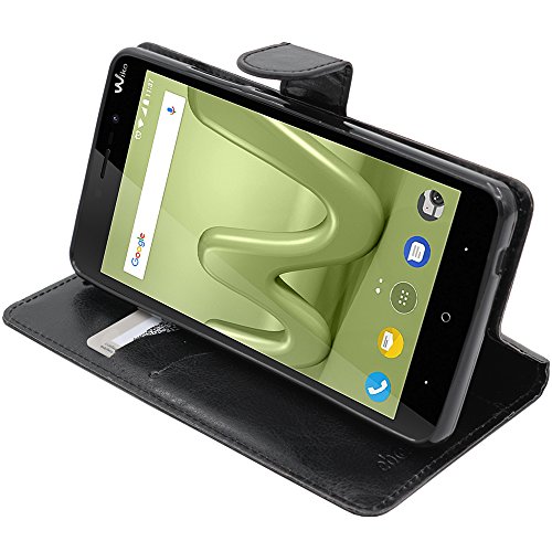 ebestStar - kompatibel mit Wiko Lenny 4 Plus Hülle Kunstleder Wallet Hülle Handyhülle [PU Leder], Kartenfächern, Standfunktion, Schwarz [Phone: 156 x 79 x 9.35mm, 5.5'']