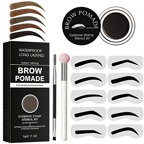 Eyebrow Stamp Stencil Kit - for Waterproof Eyebrows Makeup (Ebony)