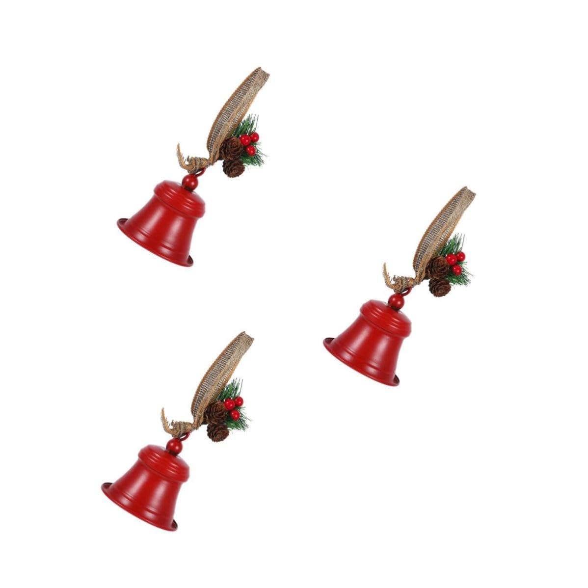 TOYANDONA 3 Piezas Campana Navideña Colgante de Metal con Cuerda de Yute