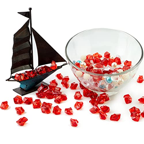 175個 レッド アクリル アイス ロック 宝物 プラスチック クリスタル アイスキューブロック 花瓶フィラー テーブルスキャッター ホームセンターピース 秋 収穫 デコレーション [5]