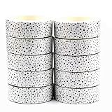 LKDCNUP Farbiges Klebeband, Washi Tape, 10 Stück, dekorative Tapes, schwarze Punkte, Klebeband, weißes Papierband for DIY, Scrapbooking, Planerbedarf