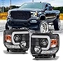 AKKON - For GMC Sierra 1500/2500/3500 Pickup Black Bezel DRL LED Light Tube Projector Headlights Replacement