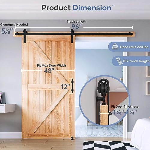 Easelife 0101_W2_244J_1 8 Ft Sliding Barn Door Track And Handle Hardware Kit,Heavy Duty,Basic J Pulley,Slide Smoothly Quietly,Easy Install thumb #5