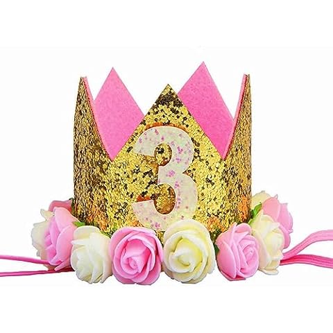 MINGZE Baby Princess Tiara Crown with Flowers Cover