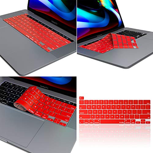 Kuzy Compatible with MacBook Pro 16 inch Case 2019 Release A2141 with Keyboard Cover Skin Hard Shell for MacBook Pro Case 16 inch with Touch Bar, Red - Thumbnail 6