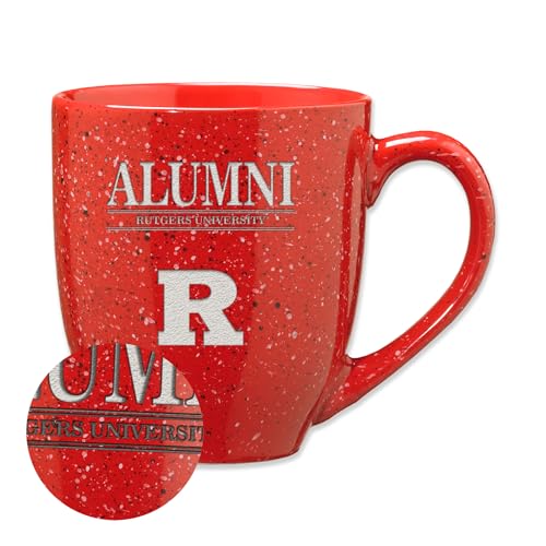 Rico Industries NCAA Rutgers Scarlet Knights Alumni 16 oz Team Color Laser Engraved Speckled Ceramic Coffee Mug