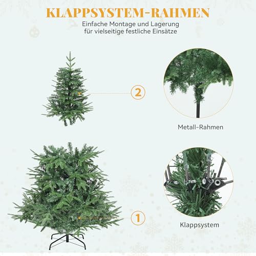 YITAHOME 152cm Premium Künstlicher Weihnachtsbaum, ca. 450 PE Spritzguss & PVC Spitzen… – Ansicht 4