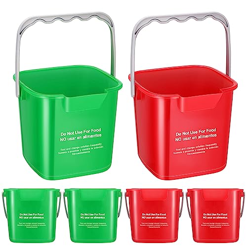 6 Quart Cleaning Buckets Set, 6 pcs, red & green