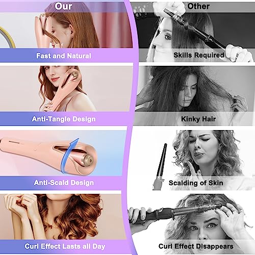 Automatic Curling Iron,Specialty Auto Hair Curler, With 4 Temperature Displays,Fast Heating,Anti-Scald,Anti-Knotting,Automatic Shut-Off, Dual Voltage, Automatic Curling Iron For Hair Styling #TOP5