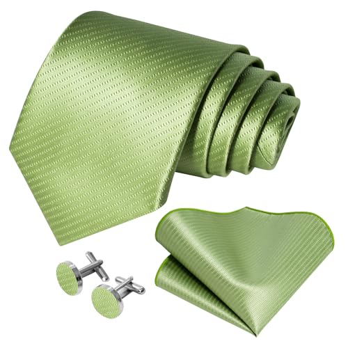 Image of 5PCS Mens Premium Silk Tie, Pocket Square, Cufflinks, Drilled Tie Ring and Lapel Pin Set for Wedding Groom Party