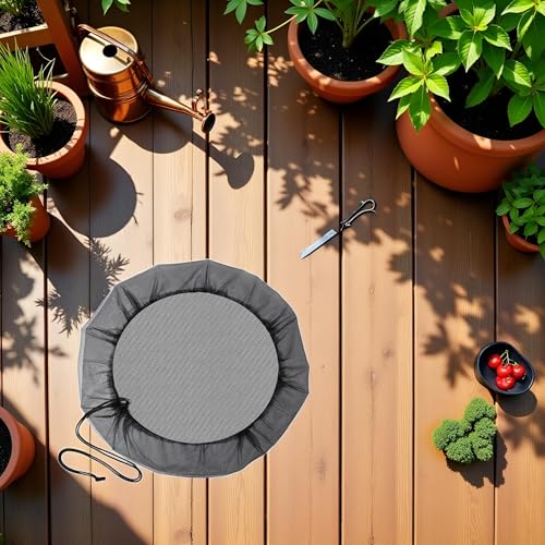 Black Rain Mesh Screen, Rainwater Barrel Debris, Filter for Rain Barrel, Rain Water Collection Bucket Netting Cover with Adjustable Drawstring for Prevents Mosquitoes Leaves Debris Rain Accessories