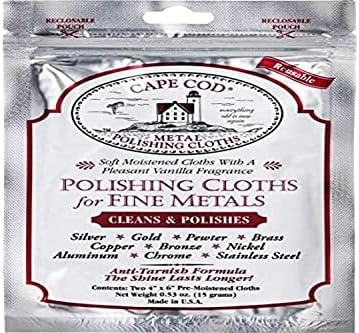 Cape Cod Polish Co Metal Polishing Cloths Foil Pouch 0.53oz, Stainless Steel