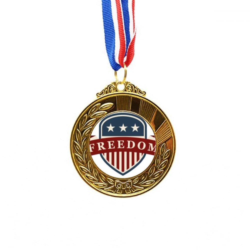 Medal First Place Gold Award con cinta de estrellas y rayas para campeones 4
