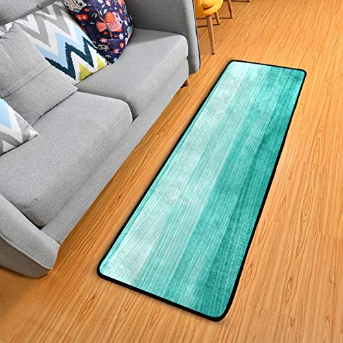 Teal Turquoise Green Wood Runner Rug Floor Mat Non-Slip Kitchen Rug Soft Area Rug Doormats Bath Carpet For Bathroom Entryway Hallway Dining Living Roo #TOP5