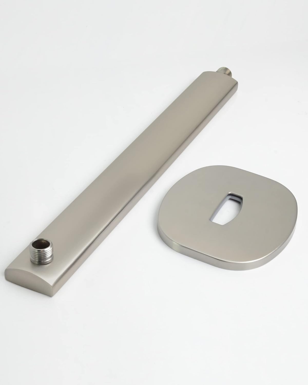 PHASAT Shower Arm Extension with Flange,Stainless Steel Shower Head Extension Arm,Wall-Mounted Shower Extension Replacement,Brushed Nickel,PU9L04