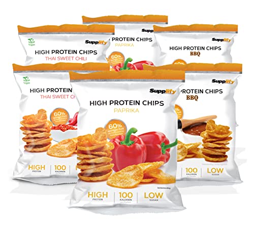 Supplify Chips Altos en Proteína (Caja Surtida, Vegana), Snack Proteico para Pérdida de Peso o Desarrollo Muscular, Deliciosa Alternativa a los Batidos o Barritas de Proteína (12 x 50 g) Supplify Chips Altos en Proteína (Caja Surtida, Vegana), Snack Proteico para Pérdida de Peso o Desarrollo Muscular, Deliciosa Alternativa a los Batidos o Barritas de Proteína (12 x 50 g)