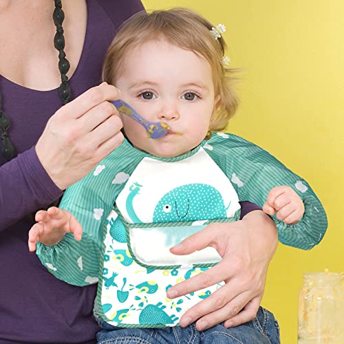 Accmor 5Pcs Baby Long Sleeve Bibs Waterproof Bibs With Flip Pocket Baby Sleeved Bibs Toddler Smocks For Eating Feeding,6-36 Months #TOP4