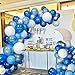 16ft Blue White and Silver Balloon Garland Arch Kit with 117 Balloons - Easy Assembly Party Decor for Birthdays, Weddings, Baby Showers- Includes Arch Strip & Dot Glue