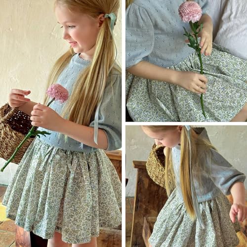 Curipeer Toddler Girls Short Ruffle High Waisted Floral Pleated Skirts 18M-8T3