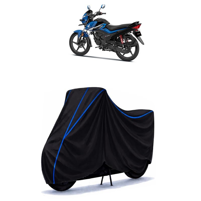 Image of Livo Disc Bike Cover Water Resistant Universal Motorcycle Rain | Heavy Duty UV Protection, Dust, Scratch Indoor Outdoor All Weather with Black Blue Piping Elastic