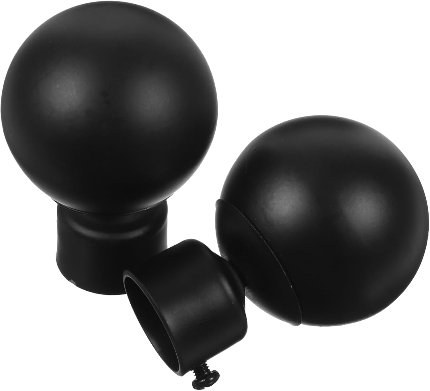 2 Pcs Black Iron Curtain Rod Finials Round Ball End Caps with Adjustable Screw Rust Drapery Pole Head for Home Office Window Rods