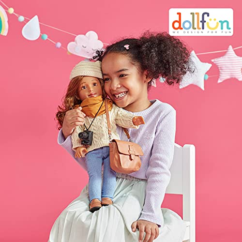 Dollfun College Girls 18 Inch Fashion Doll Set Annie(Photography Lover) Fashion Dress Up Doll With Hair For Styling, Clothes, Shoes And Accessories. Brown Hair And Brown Eyes, Hispanic #TOP1