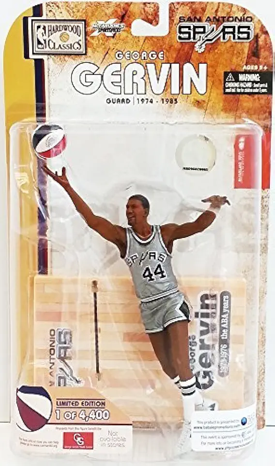 McFarlane Toys NBA Sports Picks Legends Series 4 Action Figure George Gervin (San Antonio Spurs) Limited Edition ABA Silver Jersey