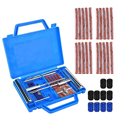 SUMART 37pcs Kit de Réparation de Pneu Tubeless Voiture/Moto/Vélo, Outils de Réparation de Pneus de Professionnel Quad Crevé VTT Jeep, À Toute épreuve