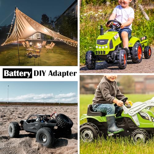 Power Wheel Adapter for Dewalt 20V Battery Adapter Power Wheel Battery Converter with Wire Harness Connector Compatible with Peg-Perego Children's Riding Toys 12AWG Wire Connector with Switch
