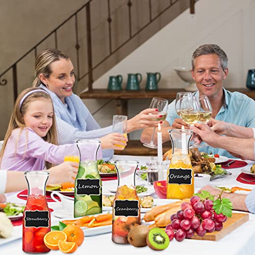 Tomnk Glass Carafe With Lids For Mimosa Bar, 1 Liter Set Of 4 Glass Pitchers Mimosa Bar Supplies, Carafes & Pitchers For Brunch Juice Iced Tea, 8 Wooden Chalkboard Tags And 8 Labels Included #TOP5