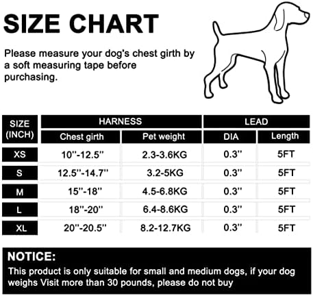 ZIMAOSHAN Dog/Cat Vest Harness,Step in Air Mesh Dog Harness and Leash Set,Safety Buckle Reflective Pet Harness for Medium Dog,Escape Proof Jacket For Puppy Walking