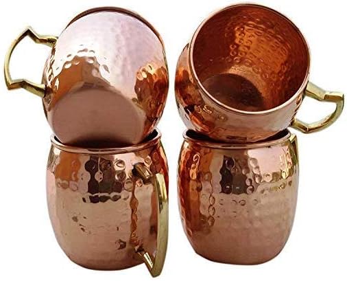 Ukal Set of 4 Handmade Pure Copper Moscow Mule Mug 16 Oz